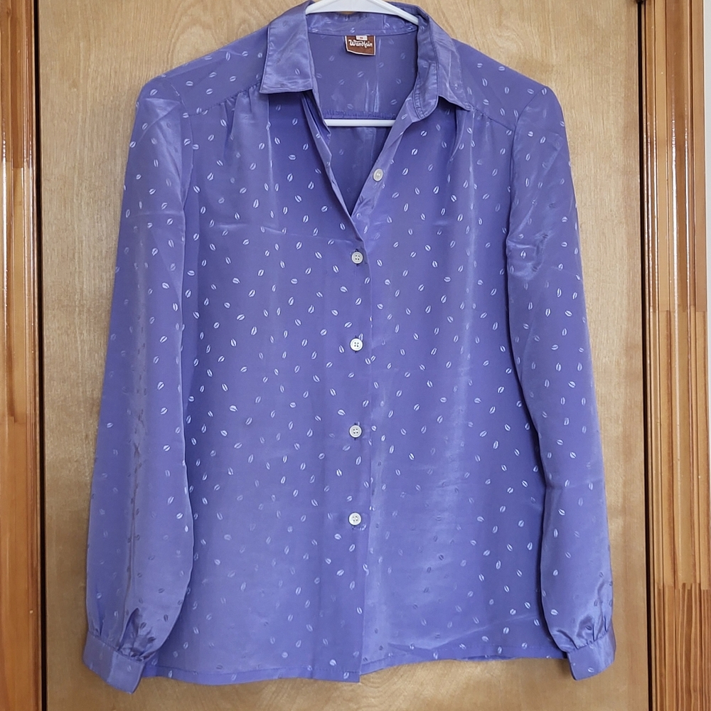 Vintage WanHsin Silky Patterned Button Up Blouse